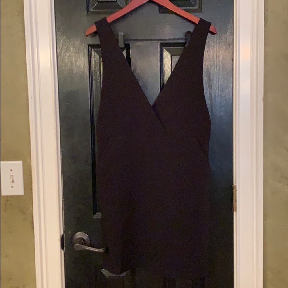 H&M black plunge neckline dress 10